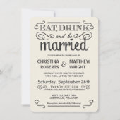 Rustic Typography Rond Wedding Invitations Kaart (Voorkant)