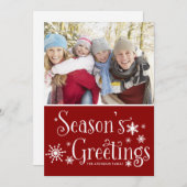 Rustic Typography Season's Greetings Foto Feestdagenkaart (Voorkant / Achterkant)