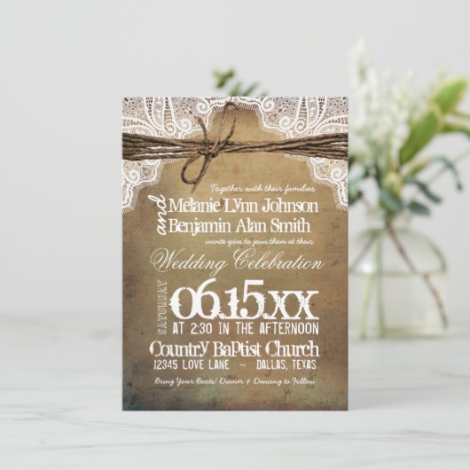  Rustic Typography Wedding Invitations Kaart (Staand voorkant)