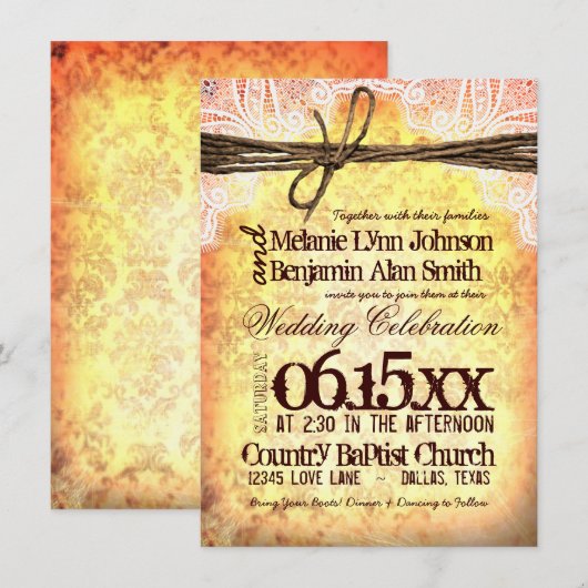 Rustic Typography Wedding Invitations Kaart (Voorkant / Achterkant)