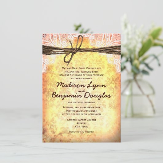 Rustic Typography Wedding Invitations Kaart (Staand voorkant)