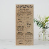 Rustic Typography Wedding Programs 2 Matrons Honor Programmakaart (Staand voorkant)