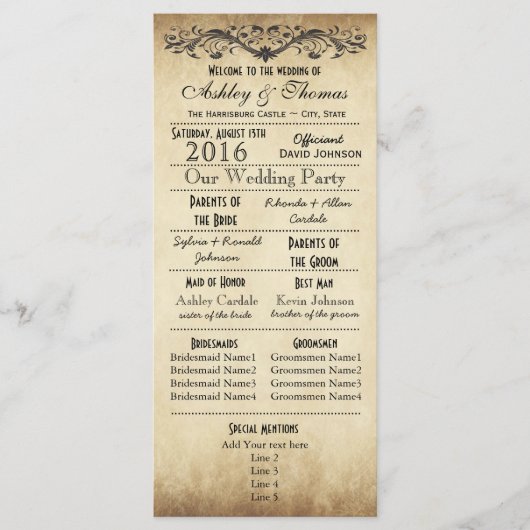 Rustic Typography Wedding Programs Programmakaart (Voorkant)