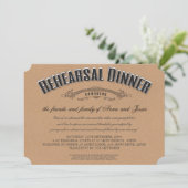 Rustic Typography Wedding Rehearsal Dinner Invite Kaart (Staand voorkant)
