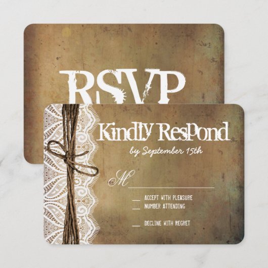 Rustic Typography Wedding RSVP-kaarten RSVP Kaartje (Voorkant / Achterkant)