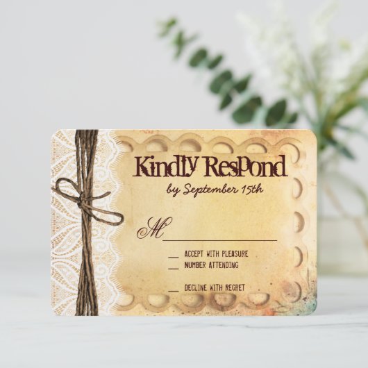 Rustic Typography Wedding RSVP-kaarten RSVP Kaartje (Staand voorkant)