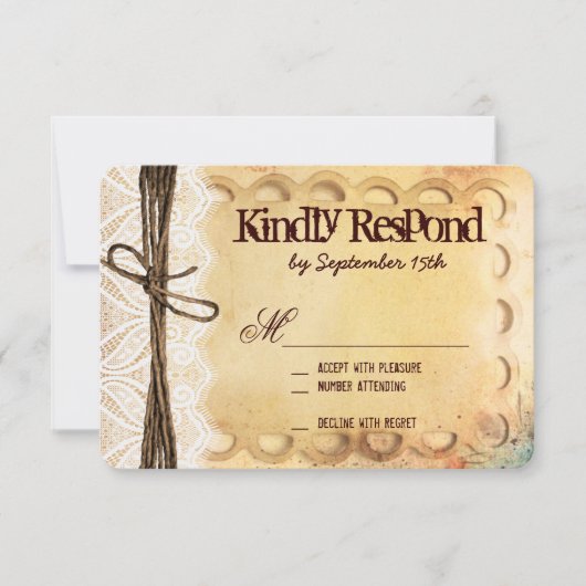 Rustic Typography Wedding RSVP-kaarten RSVP Kaartje (Voorkant)