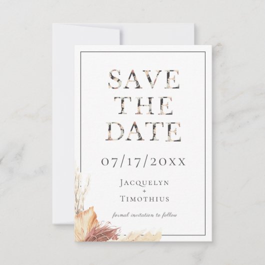 Rustic Typography Wedding Save the Date Kaart (Voorkant)