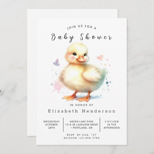 Rustic Uitnodiging Eendje Baby Shower Print (Voorkant / Achterkant)