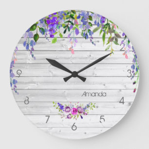 Rustic Ultra Violet Waterverf Bloem Grote Klok