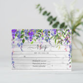 Rustic Ultra Violet Waterverf Floral RSVP Kaartje (Staand voorkant)
