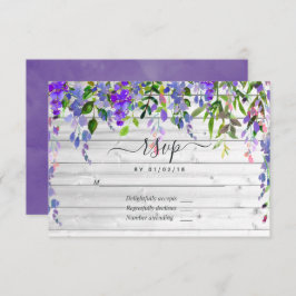 Rustic Ultra Violet Waterverf Floral RSVP Kaartje