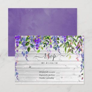 Rustic Ultra Violet Waterverf Floral RSVP Kaartje