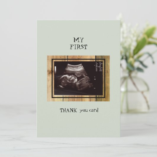Rustic Ultrasound Dank u Baby punt van Uitzicht Bedankkaart (Staand voorkant)