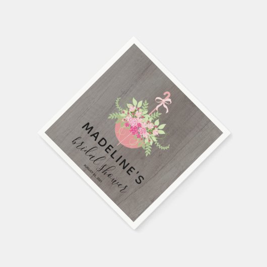 Rustic Umbrella met het Vrijgezellenfeest Flowers  Servet (Hoek)