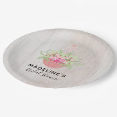 Rustic Umbrella | Rozen op houten Vrijgezellenfees Papieren Bordje (Gekanteld)