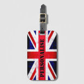 Rustic Union Jack UK Vlag gepersonaliseerd Bagagelabel (Voorkant (verticaal))