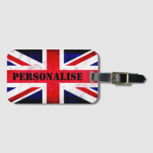 Rustic Union Jack UK Vlag gepersonaliseerd Bagagelabel (Voorkant (horizontaal))