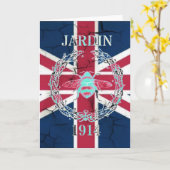 Rustic Union Jack Vlag koningin jubileum Franse bi Kaart (Gele Bloem)