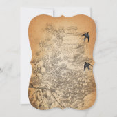 Rustic Urn Floral  Birds Wedding Kaart (Voorkant)