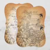 Rustic Urn Floral  Birds Wedding Kaart (Voorkant / Achterkant)