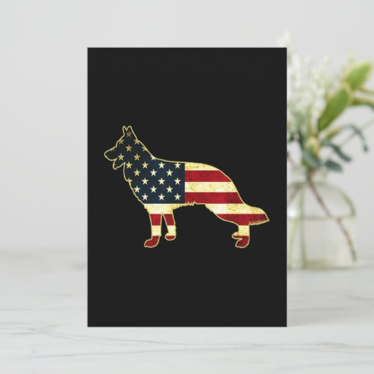 Rustic Us Flag German Shepherd Bedankkaart (Staand voorkant)