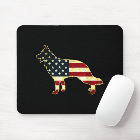 Rustic Us Flag German Shepherd Muismat (Met muis)
