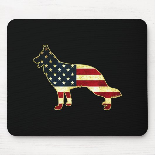 Rustic Us Flag German Shepherd Muismat (Voorkant)