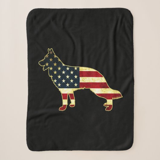 Rustic Us Flag German Shepherd Sherpa Deken (Voorkant)