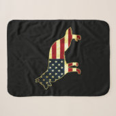Rustic Us Flag German Shepherd Sherpa Deken (Voorkant (horizontaal))