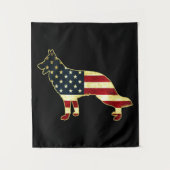 Rustic Us Flag German Shepherd Wandkleed (Voorkant)