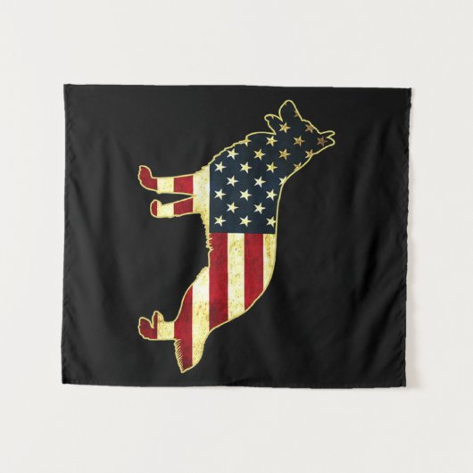 Rustic Us Flag German Shepherd Wandkleed (Voorkant (horizontaal))