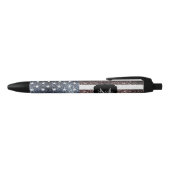 Rustic USA flag red white blue sparkles  Monogram Zwarte Inkt Pen (Bovenkant)