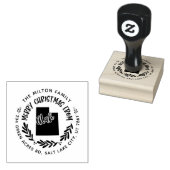 rustic utah merry kerstmis - adres rubberstempel (Gestempeld)