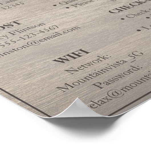 Rustic Vacation Rental Welcome Poster (Hoek)