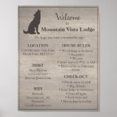 Rustic Vacation Rental Welcome Poster (Voorkant)