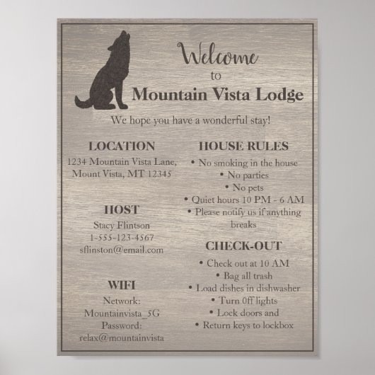 Rustic Vacation Rental Welcome Poster (Voorkant)