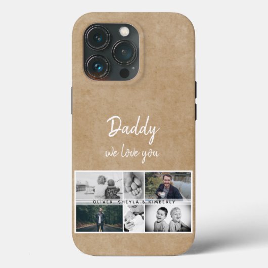 Rustic Vader met Kinder en familiefotocollage Case-Mate iPhone Case (Achterkant)