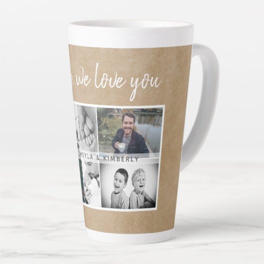 Rustic Vader met Kinder familie Papa Foto Collage Latte Mok (Rechterhoek)