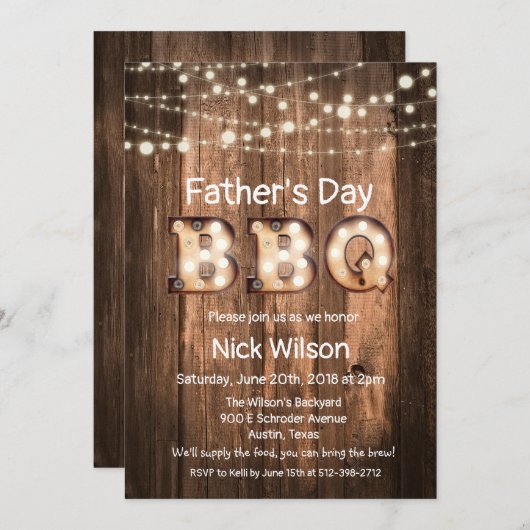 Rustic Vaderdag BBQ Uitnodiging (Voorkant / Achterkant)