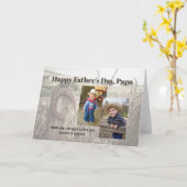 Rustic Vaderdag Custom Two Foto Kaart (Gele Bloem)