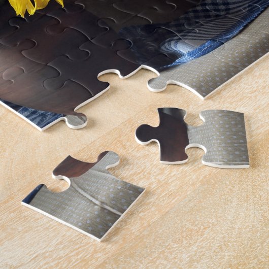 Rustic Vase van zonnebloemen | Floral Legpuzzel (Zijkant)