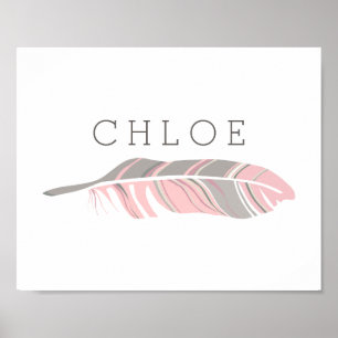 Rustic Veer Roze gepersonaliseerde naam wanddeco Poster