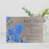 Rustic Vergeet-me-niet Bridal Shower Invitaties Kaart (Staand voorkant)