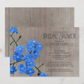 Rustic Vergeet-me-niet Bridal Shower Invitaties Kaart (Voorkant / Achterkant)