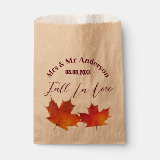 Rustic verlaat Herfst in liefde herfstbruiloftsgun Bedankzakje (Voorkant)
