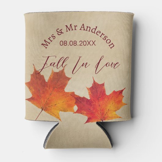 Rustic verlaat Herfst in liefde herfstbruiloftsgun Blikjeskoeler (Voorkant)