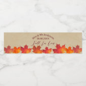 Rustic verlaat Herfst in liefde herfstbruiloftsgun Waterfles Etiket (Enkel label)