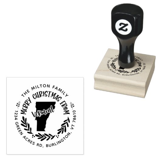 rustic vermont merry kerstmis - adres rubberstempel (Gestempeld)
