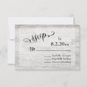 Rustic Verweerd Grijs Hout Elegante Trouw-RSVP RSVP Kaartje